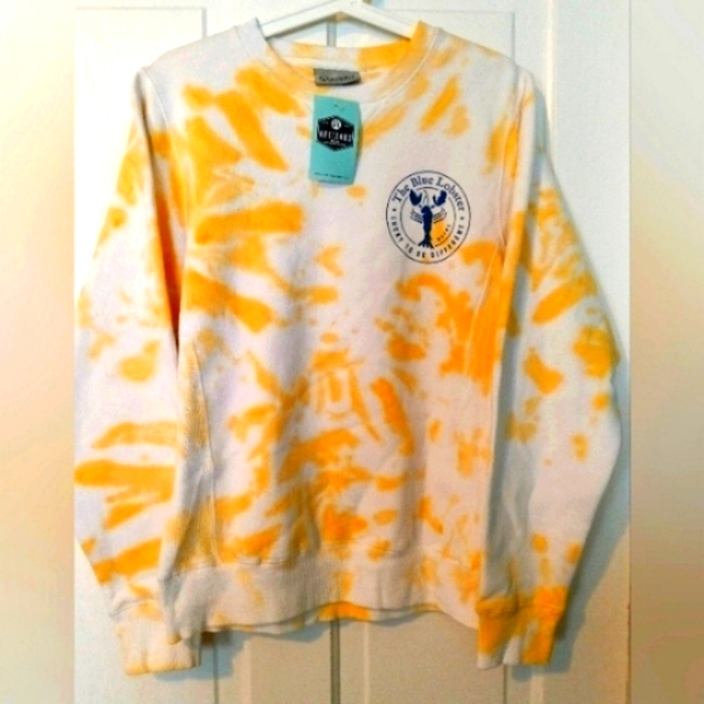 Artisans The Blue Lobster Maine Women's yellow tie dye Crewneck sweatshirt XS